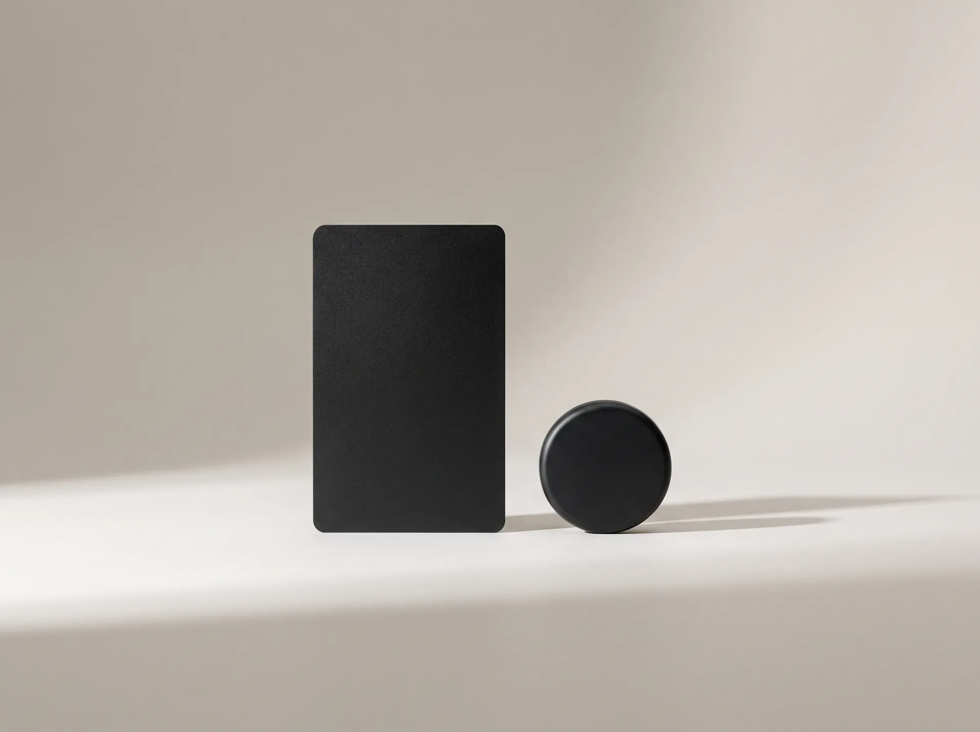 The Bloom Card standing next to the round Bloom Pod